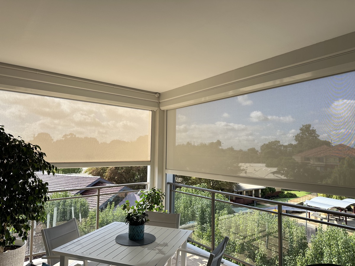 Outdoor blinds on Perth balcony