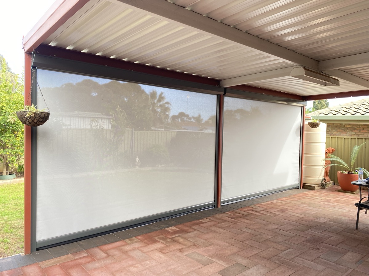 Outdoor blinds covered patio area