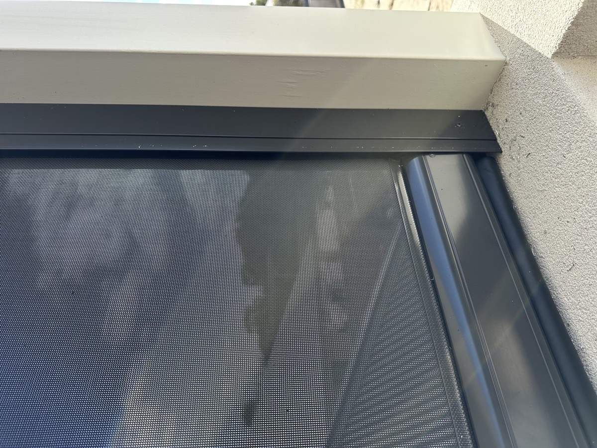 Outdoor blind track detail close up